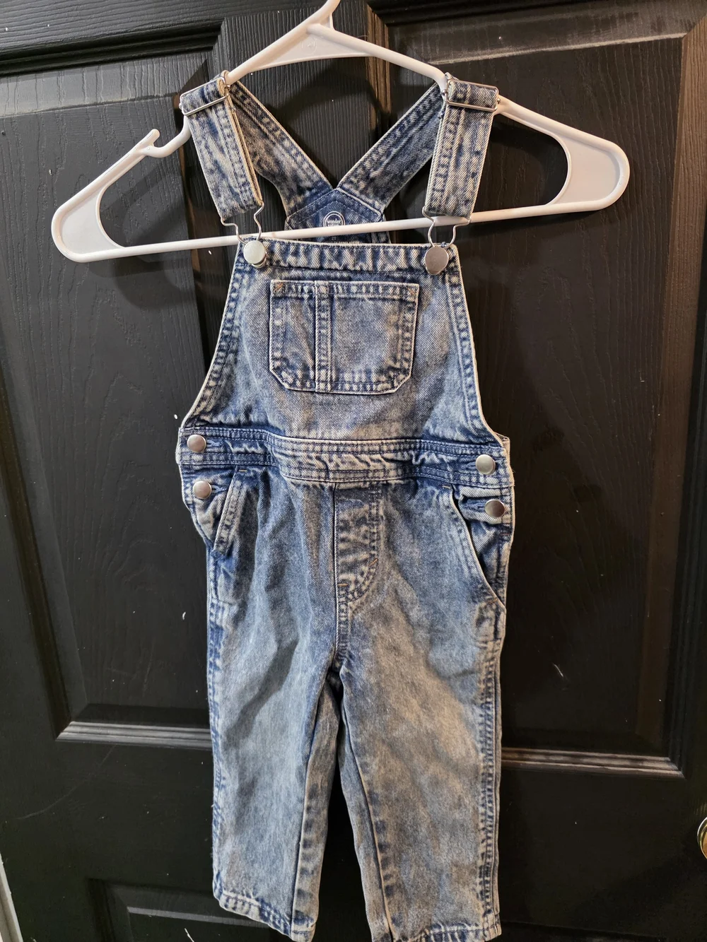 wonder nation Blue Acid-Wash Denim Overalls for Kids